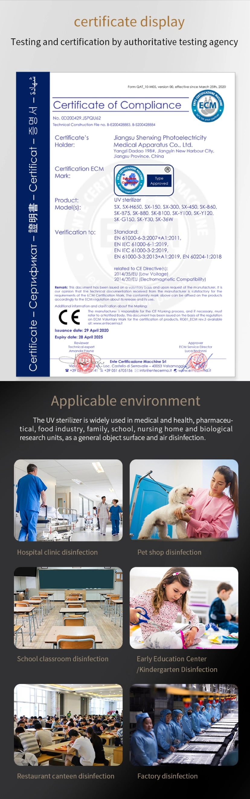 Snxin New Design Portbale UV Air Purifier with Ultraviolet Lamps Suitable for Food Medicine