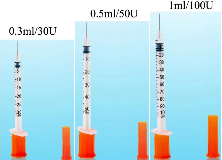 Disposable Syringe 1ml Sterile Scale U-100, 30g Needle for Insulin