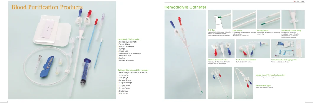 Blood Purification Series Hemodialysis Catheter with High Quality