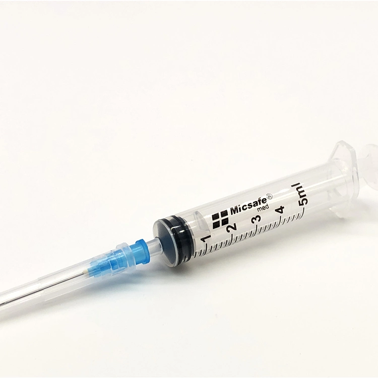 Medical Luer Slip Safety Syringe with Needle and Cap 5ml