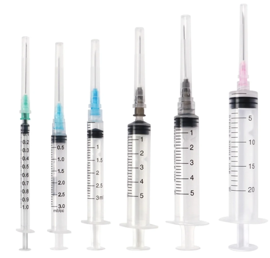 Disposable Factory Ce FDA Approved 2 Part or 3 Part Medical Syringe