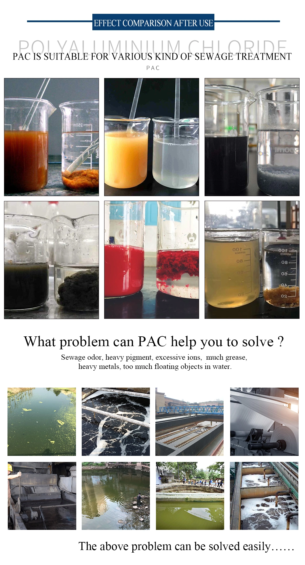 Polyaluminum Chloride PAC Flocculant for Water Treatment Purification Purifier Purification