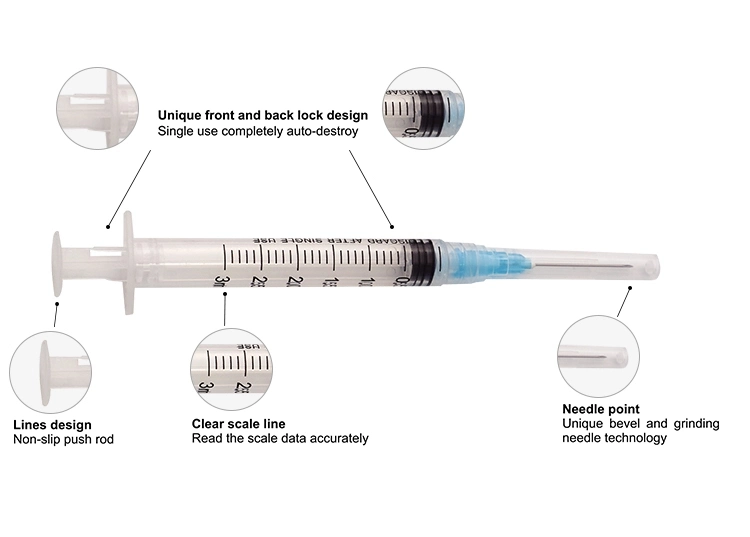 3ml Micsafe Safety Luer Lock Medical Disposable Syringe with Needle
