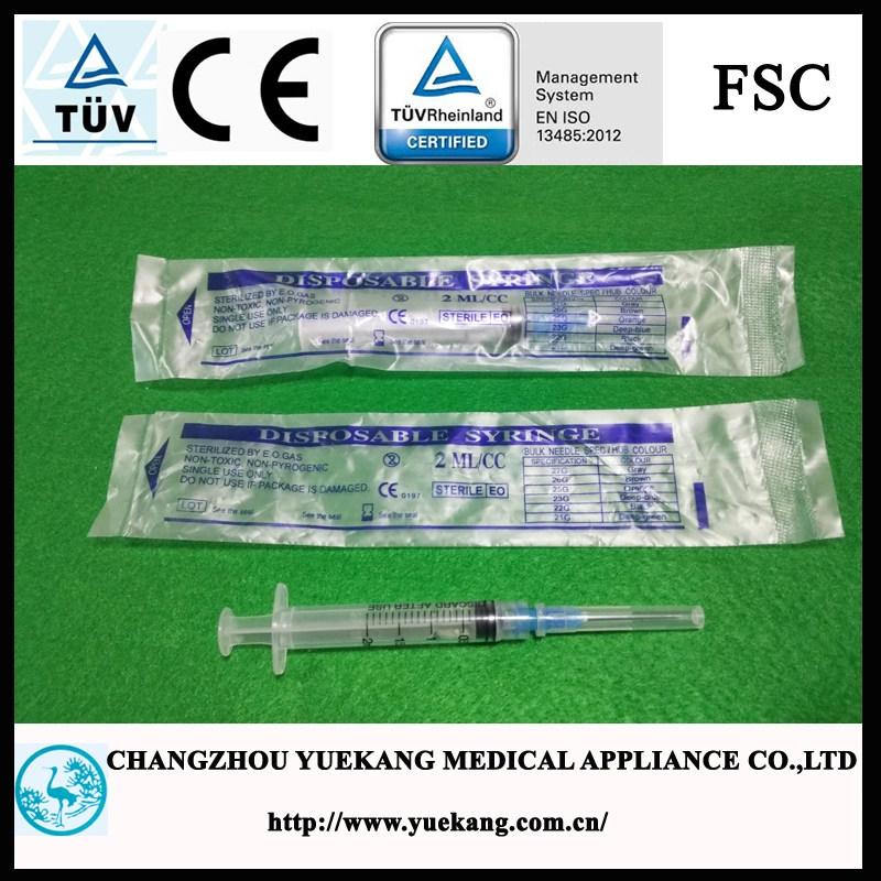 Ce & ISO Approved Medical 2ml PE Bag Sterile Disposable Syringe