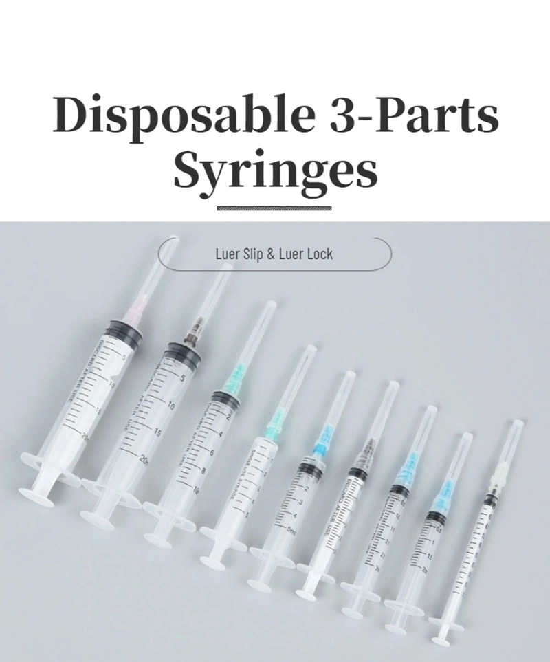 Sterile Disposable 3 Parts Syringe Medical Syringe 1ml Luer Lock