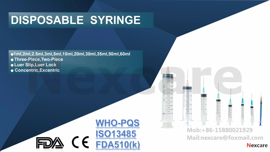 Disposable Injectors with Disposable Syringe Medical Equipment Approved by Who-Pqs ISO13485 FDA510K-C0152