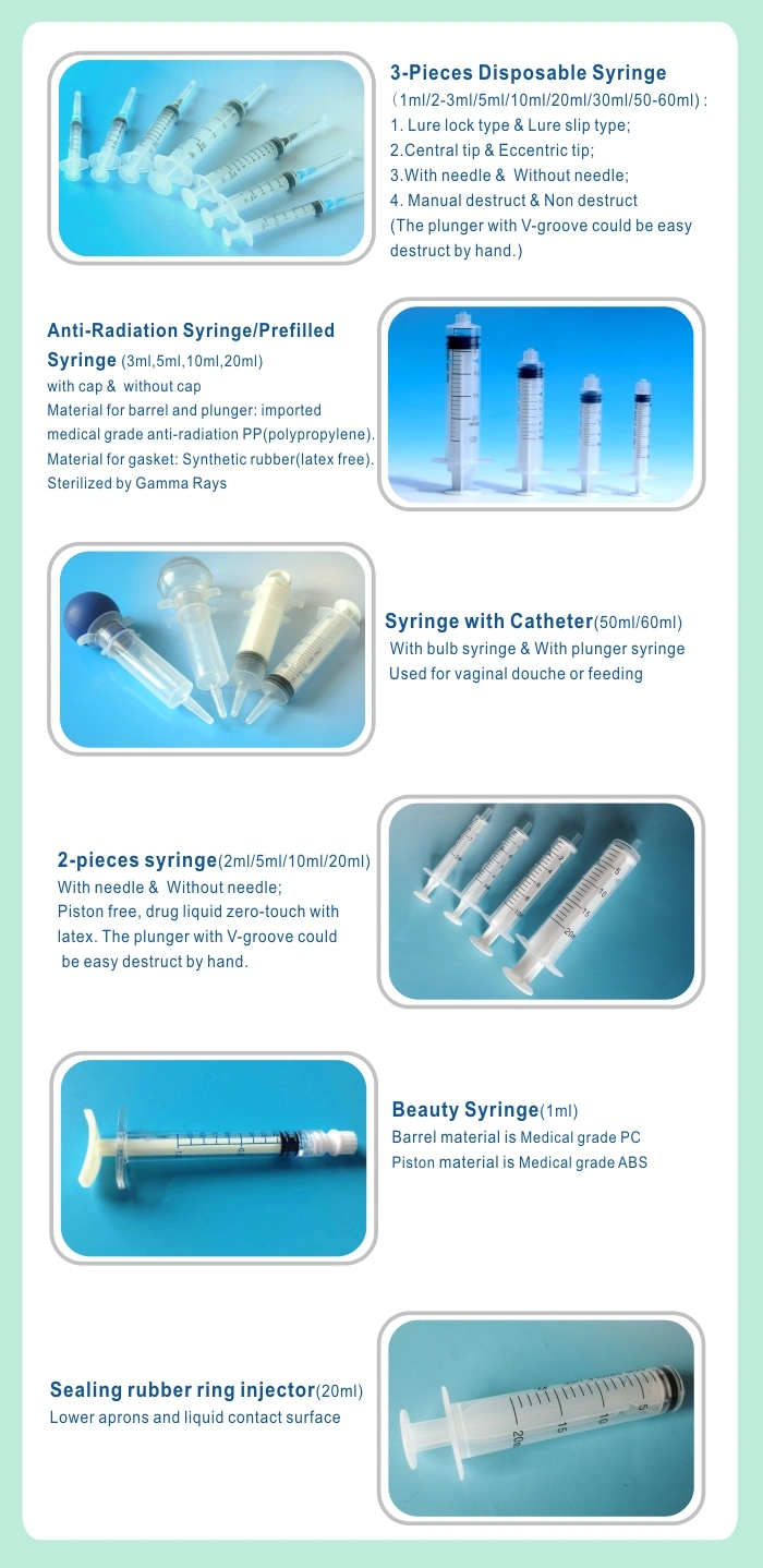 Disposable Syringe with Hypodermic Needle or Safety Needle with High Quality. CE& FDA (510K)