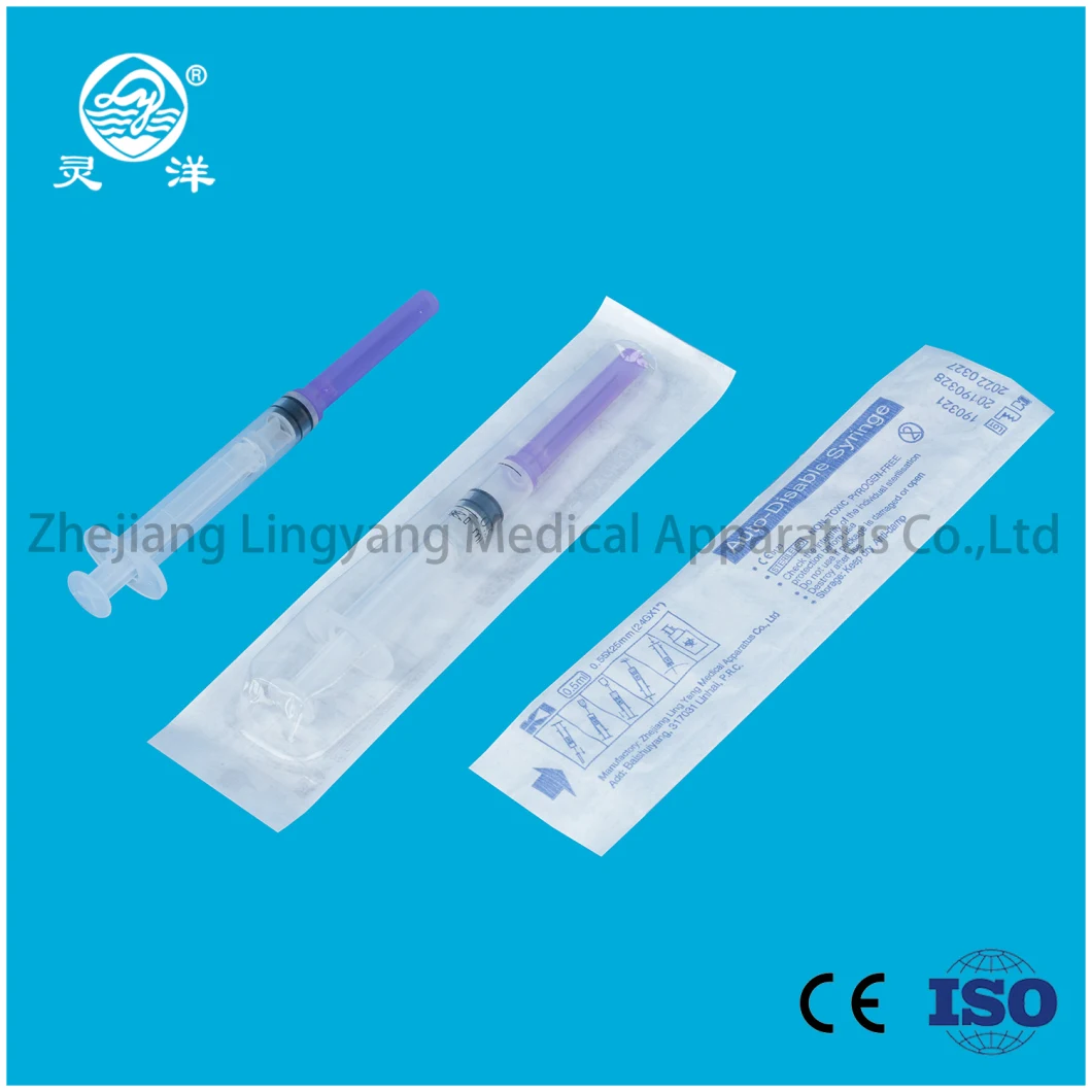 Ce Approved 0.5ml Fixed Needle Disposable Auto Lock Safety Syringe