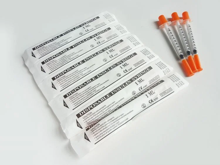 Medical Supplies Sterile Orange Cap 1ml Disposable Insulin Syringe with CE