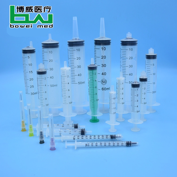 CE /ISO Disposable Sterile Syringe Luer Lock/Slip 10ml 20ml 50ml 60ml Injector Medical 3-Part Syringe with Needle Large Syringe