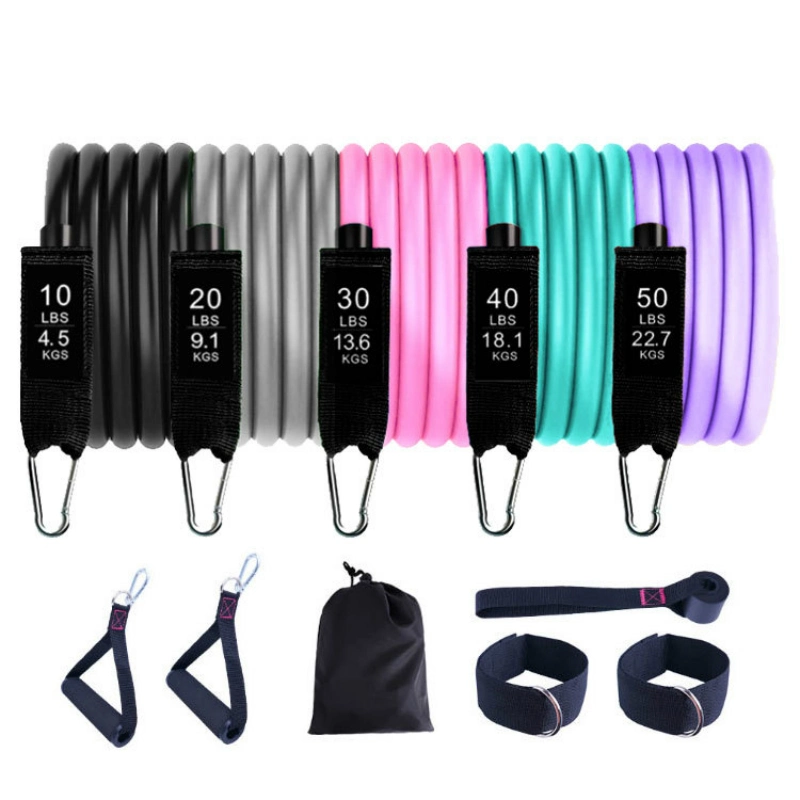 Newest Colorful Set, 11 Piece Resistance Bands Set for Home Workout, Fitness Training Tubing Set