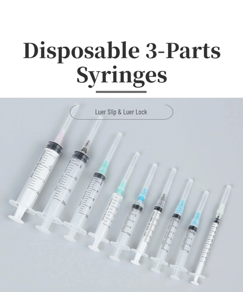 Sterile Disposable 3 Parts Plastic Luer Lock and Luer Slip Syringe 5ml