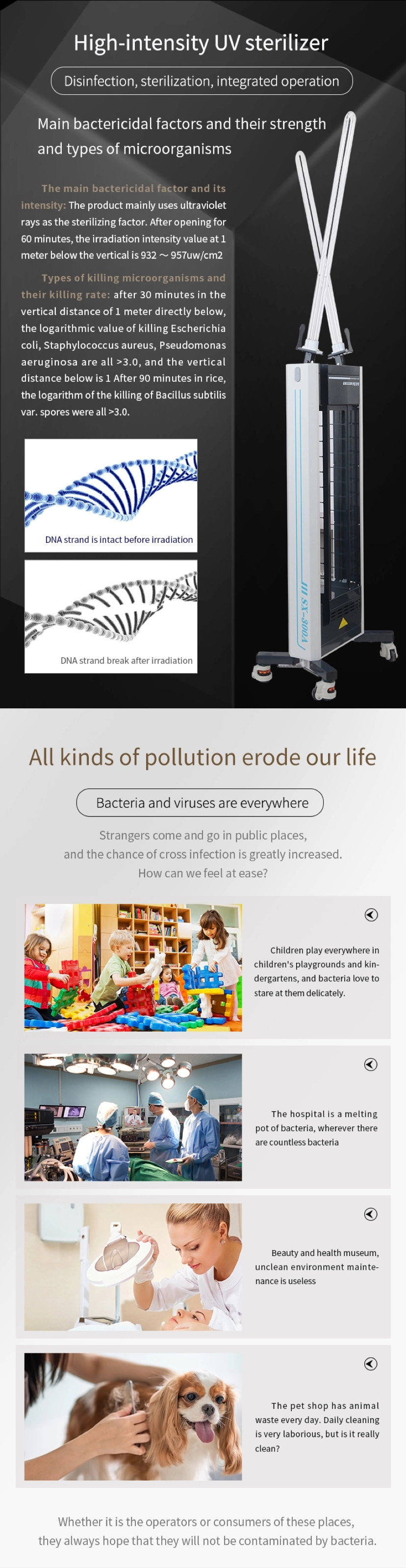 Snxin New Design Portbale UV Air Purifier with Ultraviolet Lamps Suitable for Food Medicine