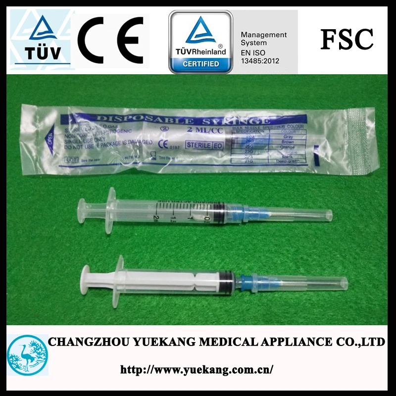 Ce & ISO Approved Medical 2ml PE Bag Sterile Disposable Syringe