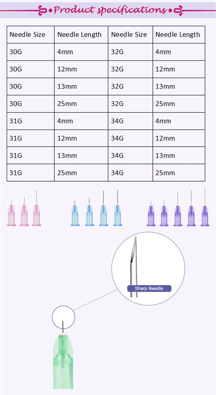 Ha Fillers and Meso Products Injection Disposable Hypodermic Needle