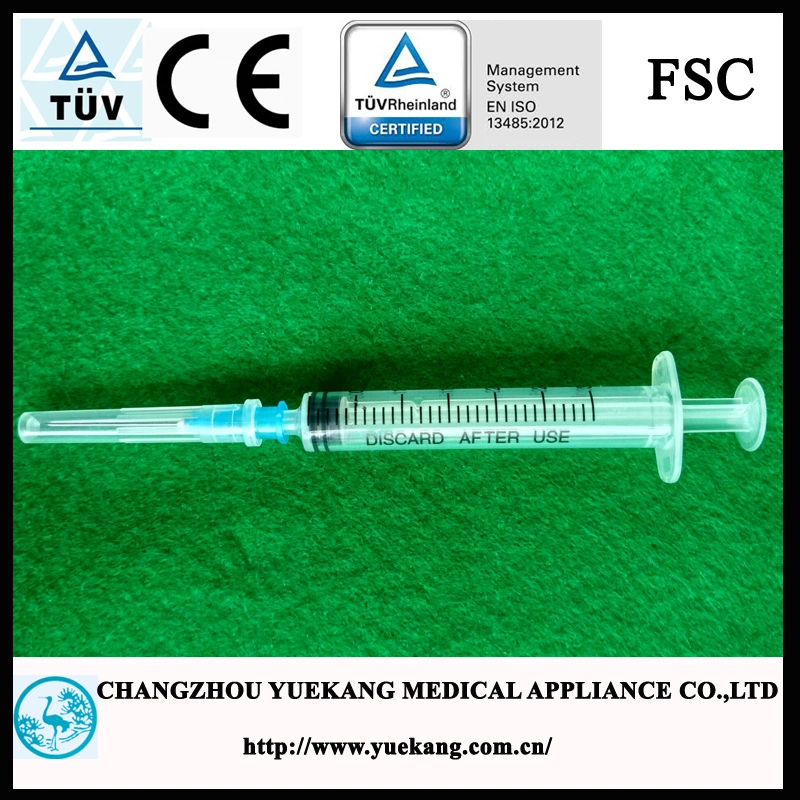 3-Part, 3ml, Sterile Hypodermic Injection Syringe with Needle