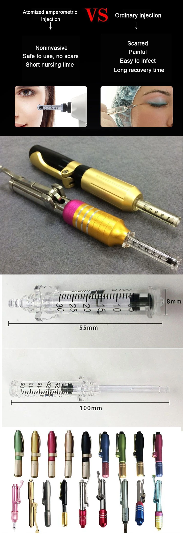 Professional Plastic Disposable Ampoule Hyaluronic Pen Injector