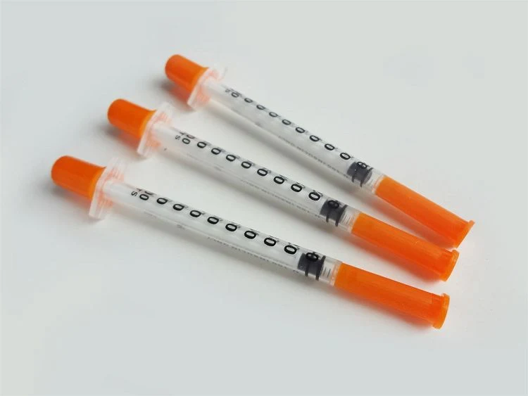 1ml 0.5ml Sterile Insulin Syringe with Orange Cap and Needle