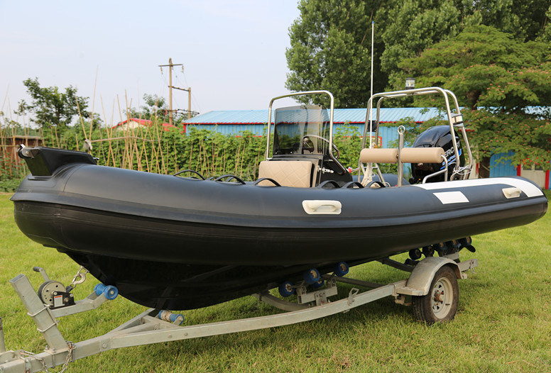 Rib480b Light Black Color 4.8meters/ 15 Feet Rib Boat/ Sport Fishing Boat Fiberglass Rib Boat