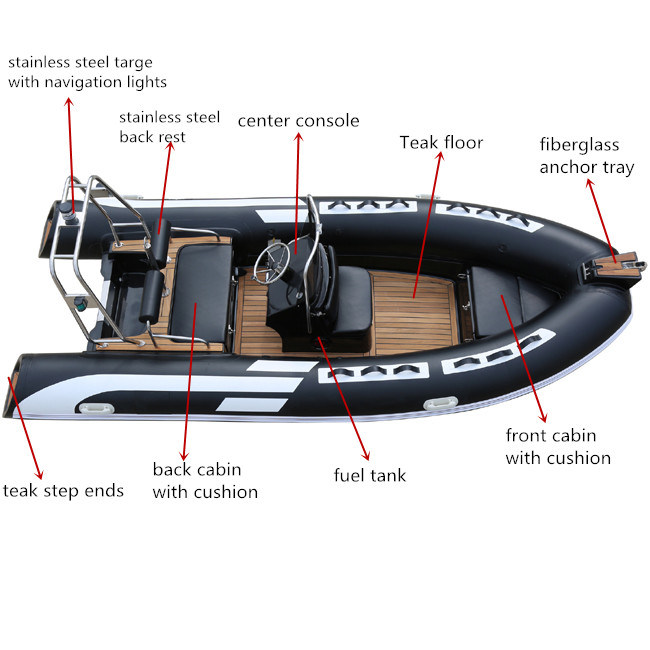 China Boat Factory New Design Style 15.7 Feet 4.8m FRP Hull Orca Inflatable Boat Hypalon Boat Ferry Boat Rib Marine Rescue High Speed Sport Boat Motor Boat