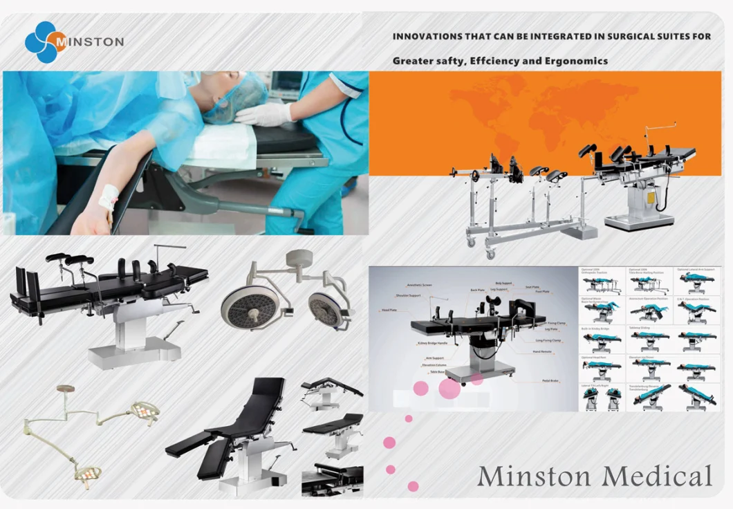 Minston Medical Operation Table Mst-100A Whole Leg Plate Mechanical Hydraulic Surgical Table