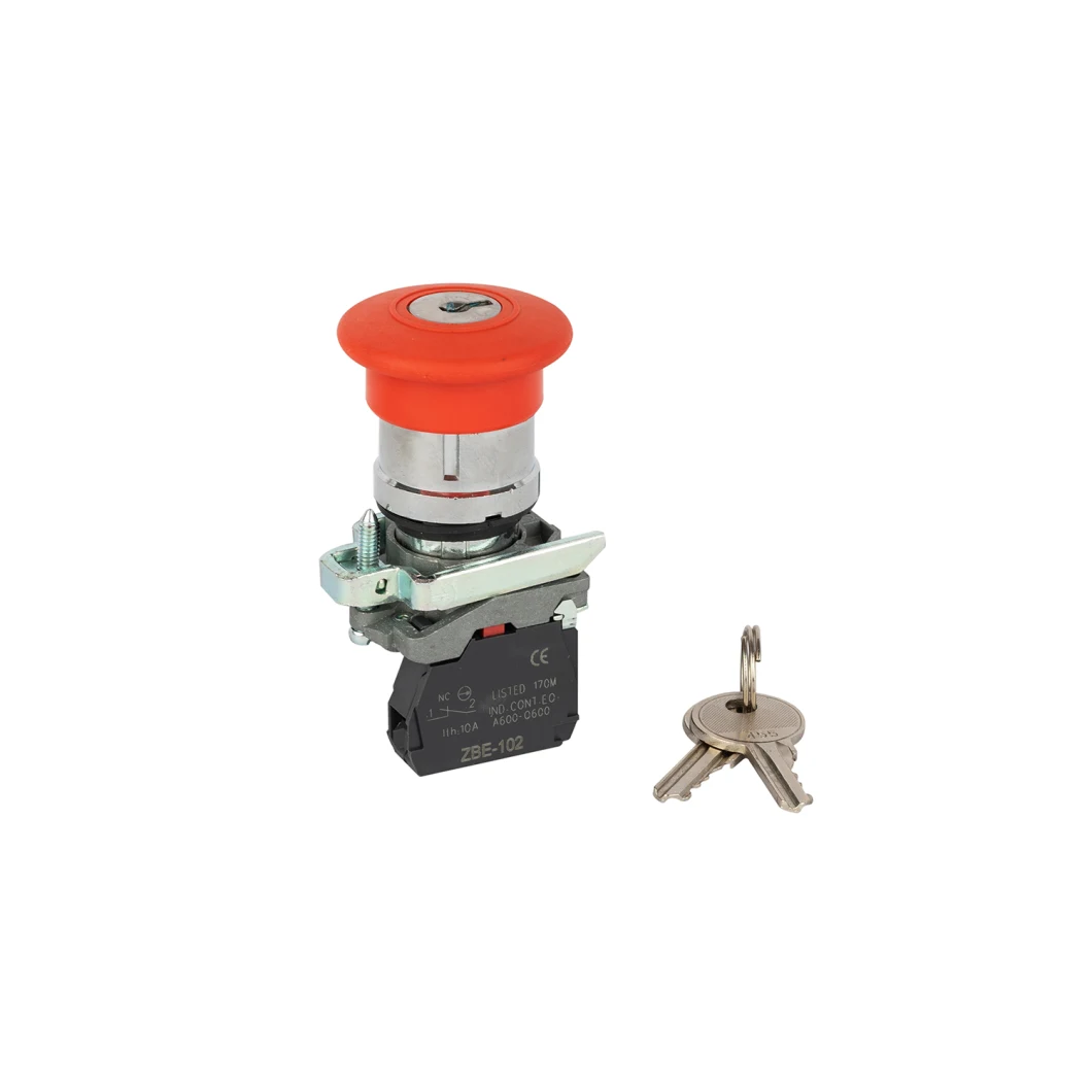 Red 40mm Push Button Emergency Stop Switching off 22mm Latching Key Release 1nc