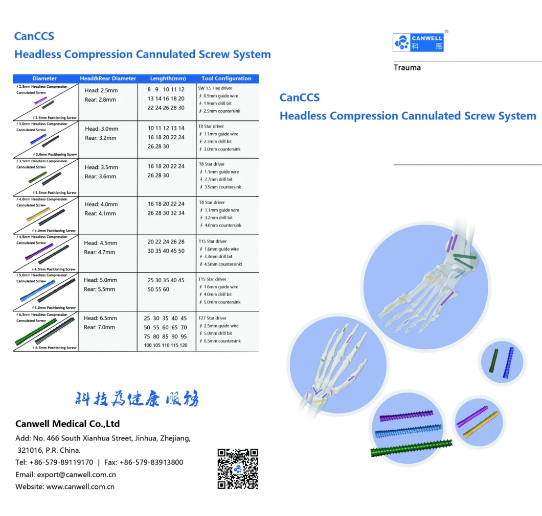 Headless Cannulated Compression Mini Bone Screw, Titanium Orthopedic Locking Screw Implant Medical