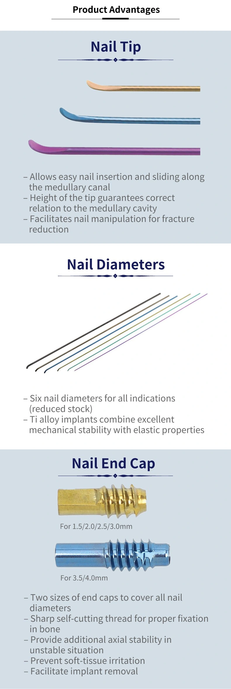 Quality Guaranteed Titanium Elastic Nail Orthopedic Surgical Implants Interlocking Nail Intramedually Nail