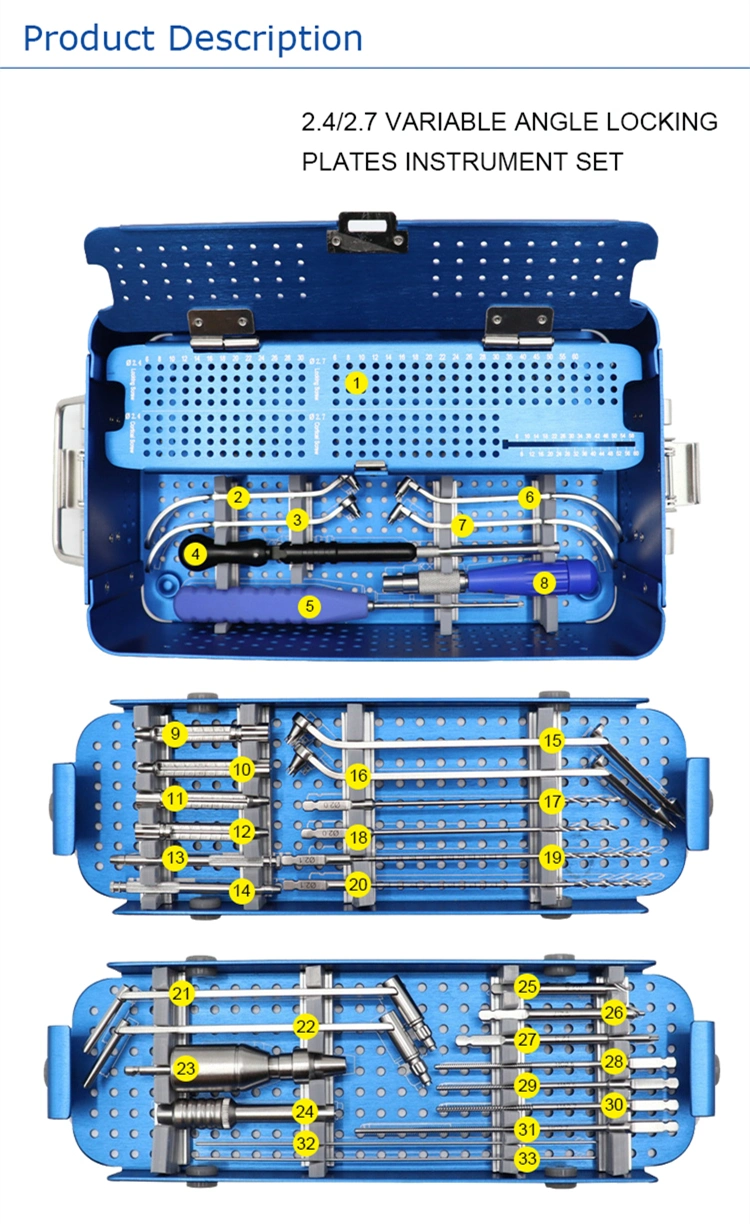 Orthopedic Surgical Instruments 2.4/2.7 Multi-Axial Locking Plates Instrument Set