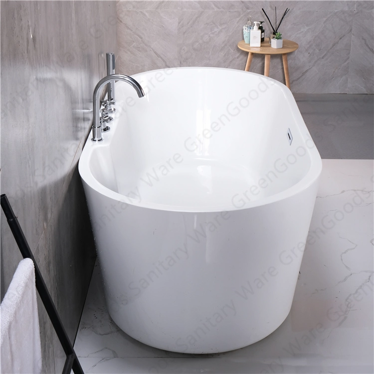 Freestanding Oval Shape Acrylic Bath Tub Center Drain with Faucet