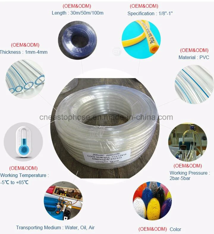 Food Grade Vinyl Hose Flexible Transparent PVC Clear Plastic Water Pipe Hose