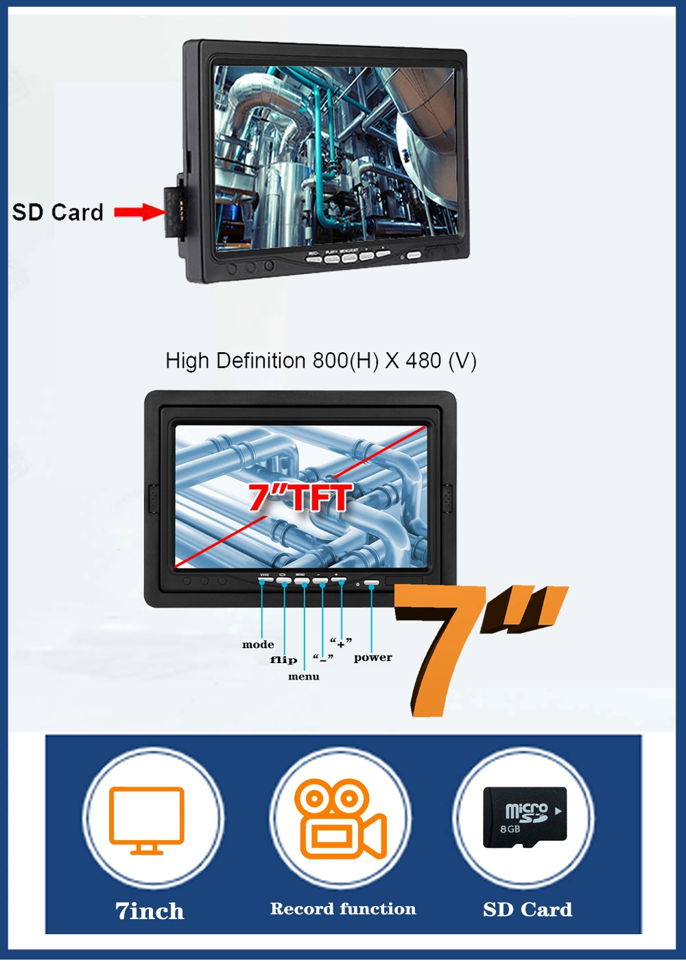 Sewer Camera with 7inch Monitor 1000tvl DVR Recorder Pipeline Drain Snake Inspection Video Camera