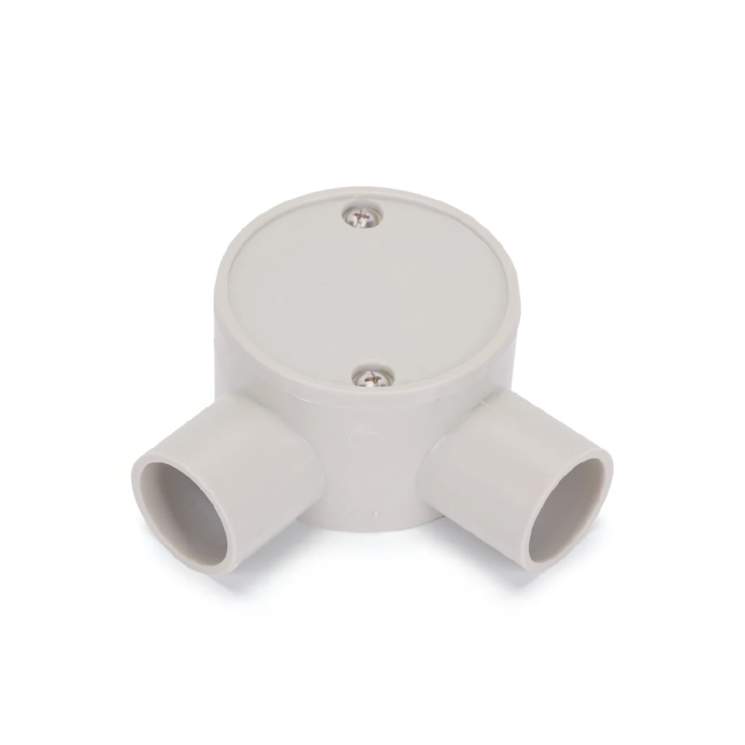 Electrical PVC Pipe Accessories Circle Box 2 Way Angle Shallow Junction Box