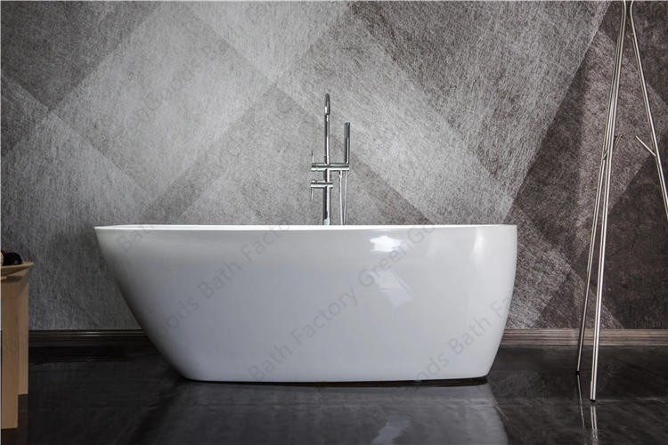 Bathroom Elegant Freestanding Acrylic Bath Tub Container with Drain