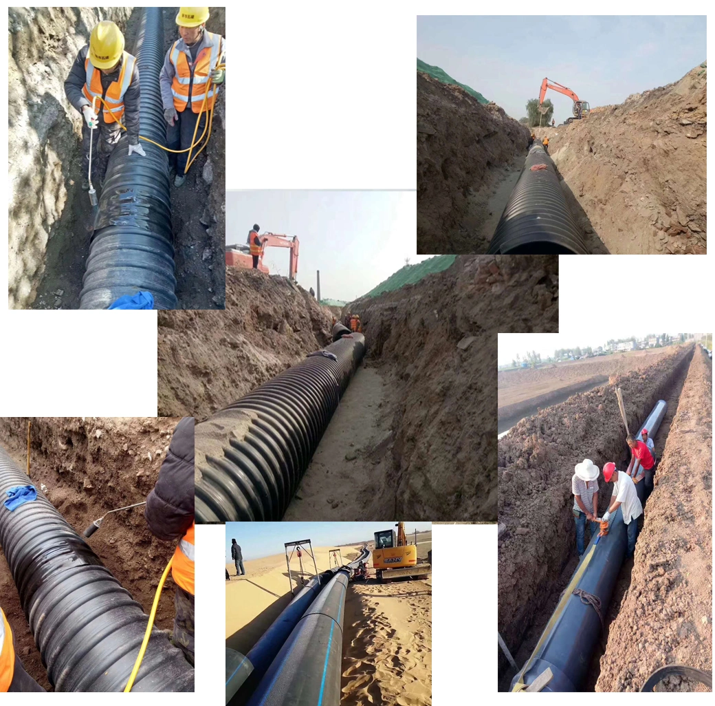 HDPE Double-Wall Corrugated Pipe Drain Pipe Dwc Water Drainage Sn4 Sn8 DN300