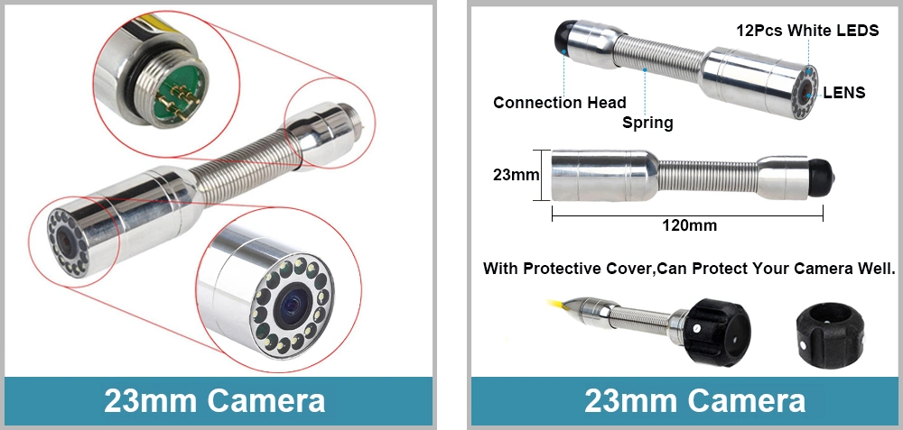 720p 23mm Drain CCTV Camera Head with 12PCS LED Lights for Drain Pipe Inspection Camera System
