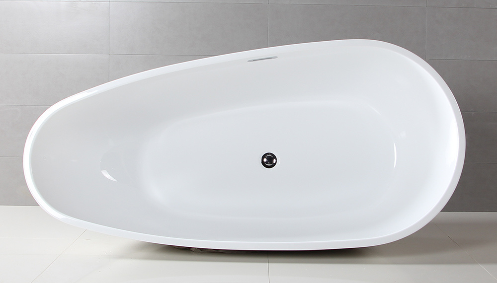 Oval Freestanding Acrylic Bathtub Whirlpool Bath Tub with Brass Drain