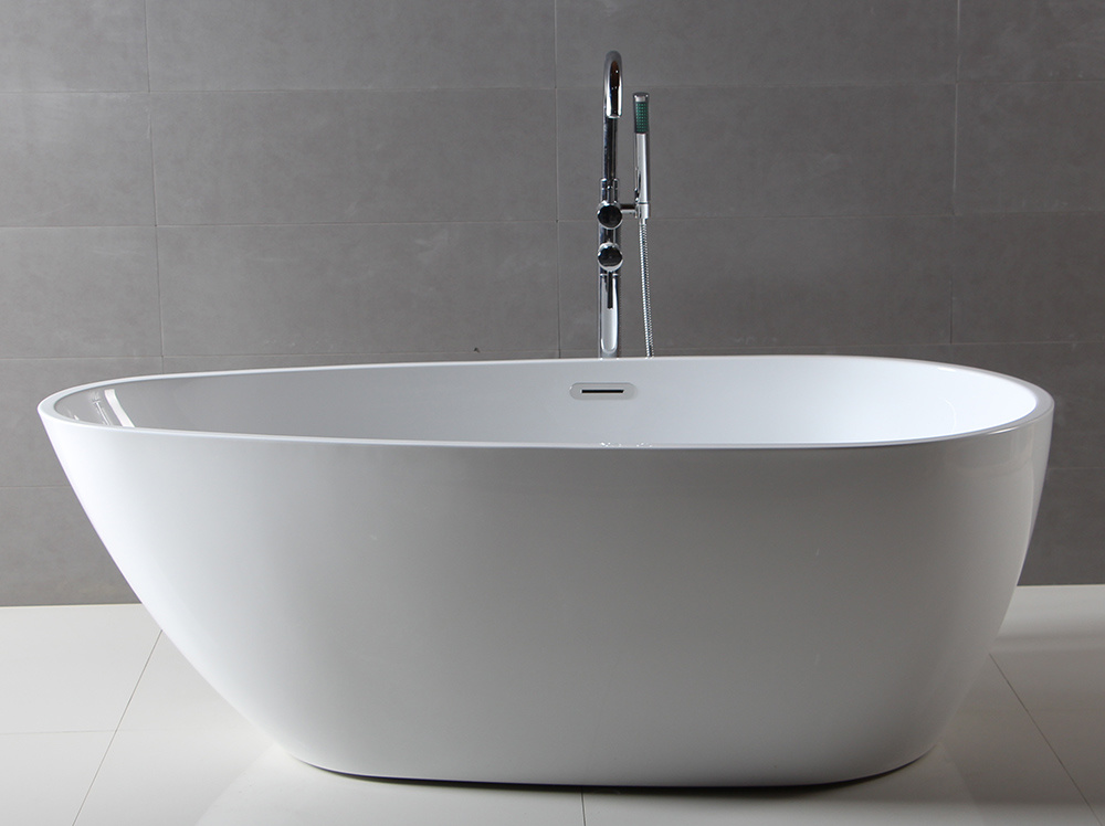 Oval Freestanding Acrylic Bathtub Whirlpool Bath Tub with Brass Drain