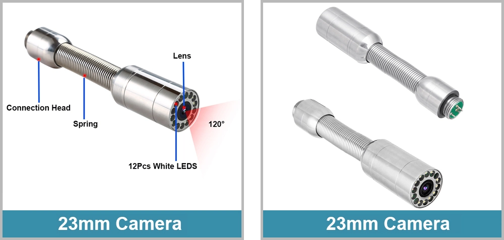 720p 23mm Drain CCTV Camera Head with 12PCS LED Lights for Drain Pipe Inspection Camera System