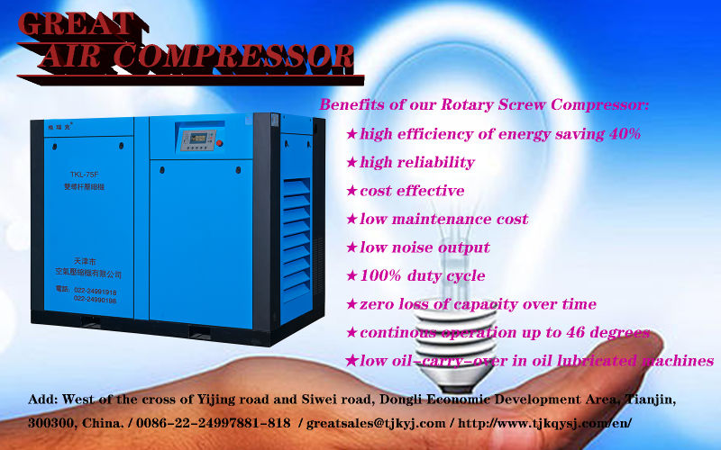 Factory Direct Supply Permanent Magnet Inverter VSD (PM VSD) Screw Air Compressor for Sand Blasting Machine