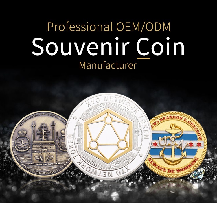 High Quality Embossed Coins with Sandblasting Background