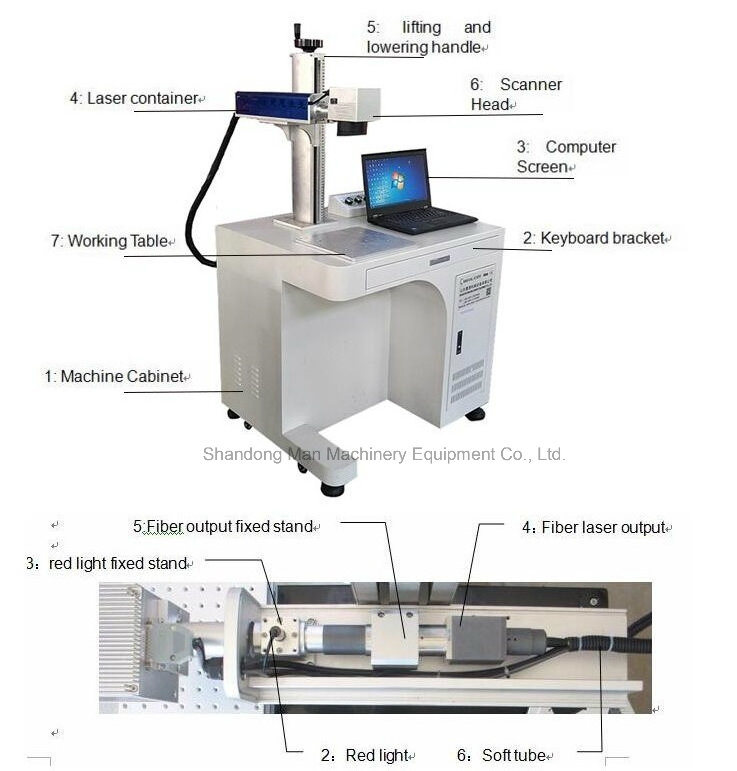 20W Optical Fiber Laser Marking Machine with Rotary Table