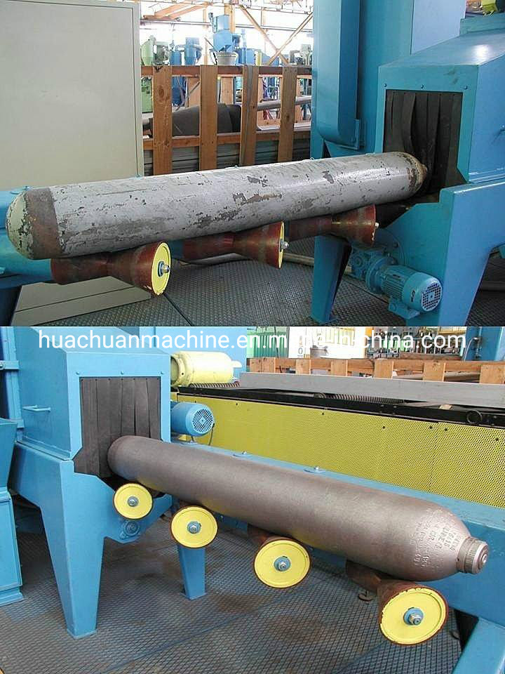 Auto Rotation V-Roller Gas Cylinder Outer Surface Shot Blasting Machine