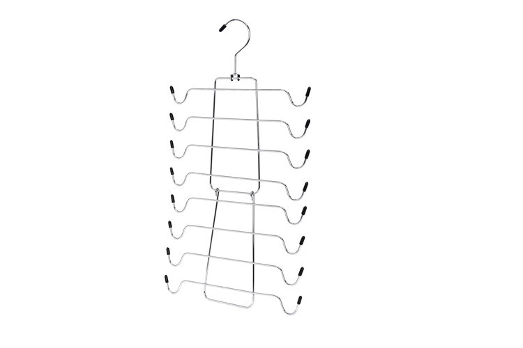 Clothes Hanger Manufacturer Foldable Chromed Pant Hanger with Tube Hook
