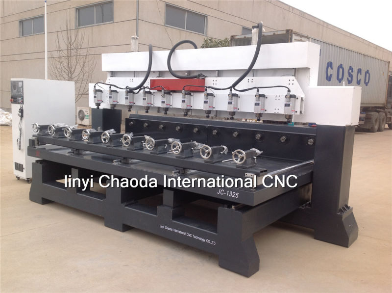 Multi Spindles 3D CNC Router, 4th Axis Rotary Table