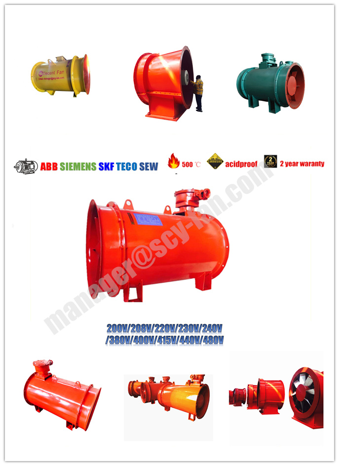Tunnel Type High Pressure Low Noise Exhaust Axial Ventilator