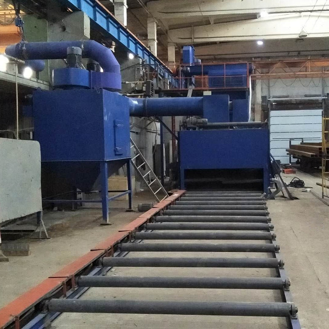 Steel Structure Roller Conveyor Shot Blasting Machine High Speed