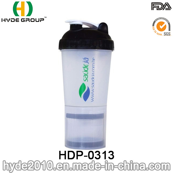 2019 Hot Sale BPA Free Plastic Powder Shake Bottle with Stainless Steel Ball (HDP-0313)
