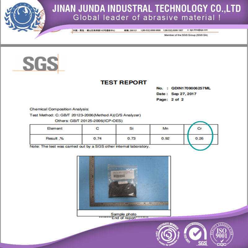 Sandblasting Steel Shot S550 with SGS/Media