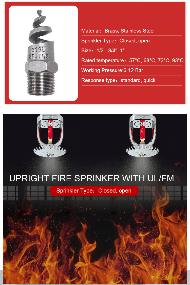 Stainless Steel Medium Speed Spray Head, Fire Sprinkler